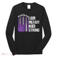I Am Military Strong Purple Up Military Child Month Long Sleeve Shirt thumb 0