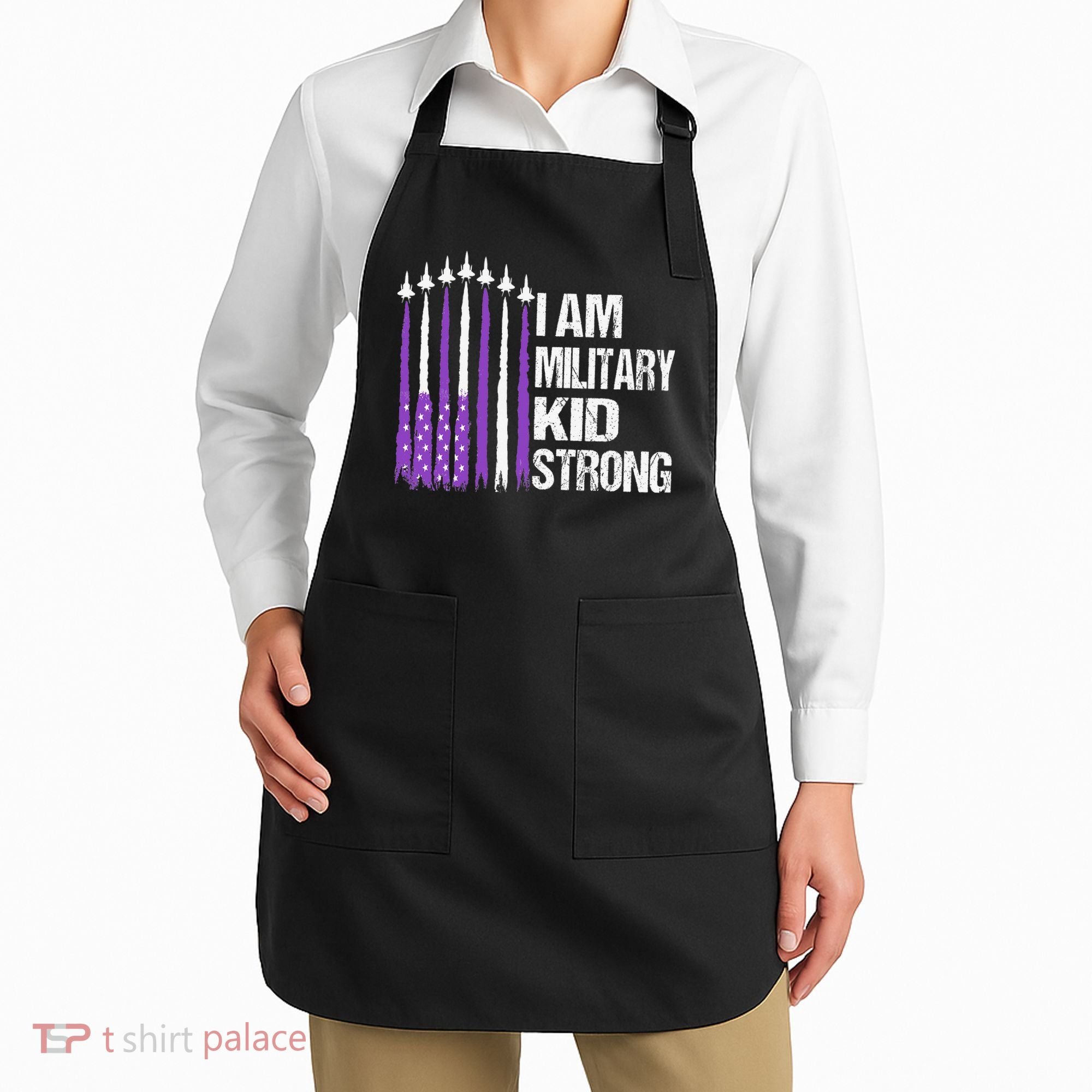 I Am Military Strong Purple Up Military Child Month Apron