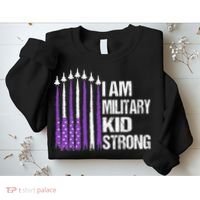 I Am Military Strong Purple Up Military Child Month Sweatshirt thumb 2