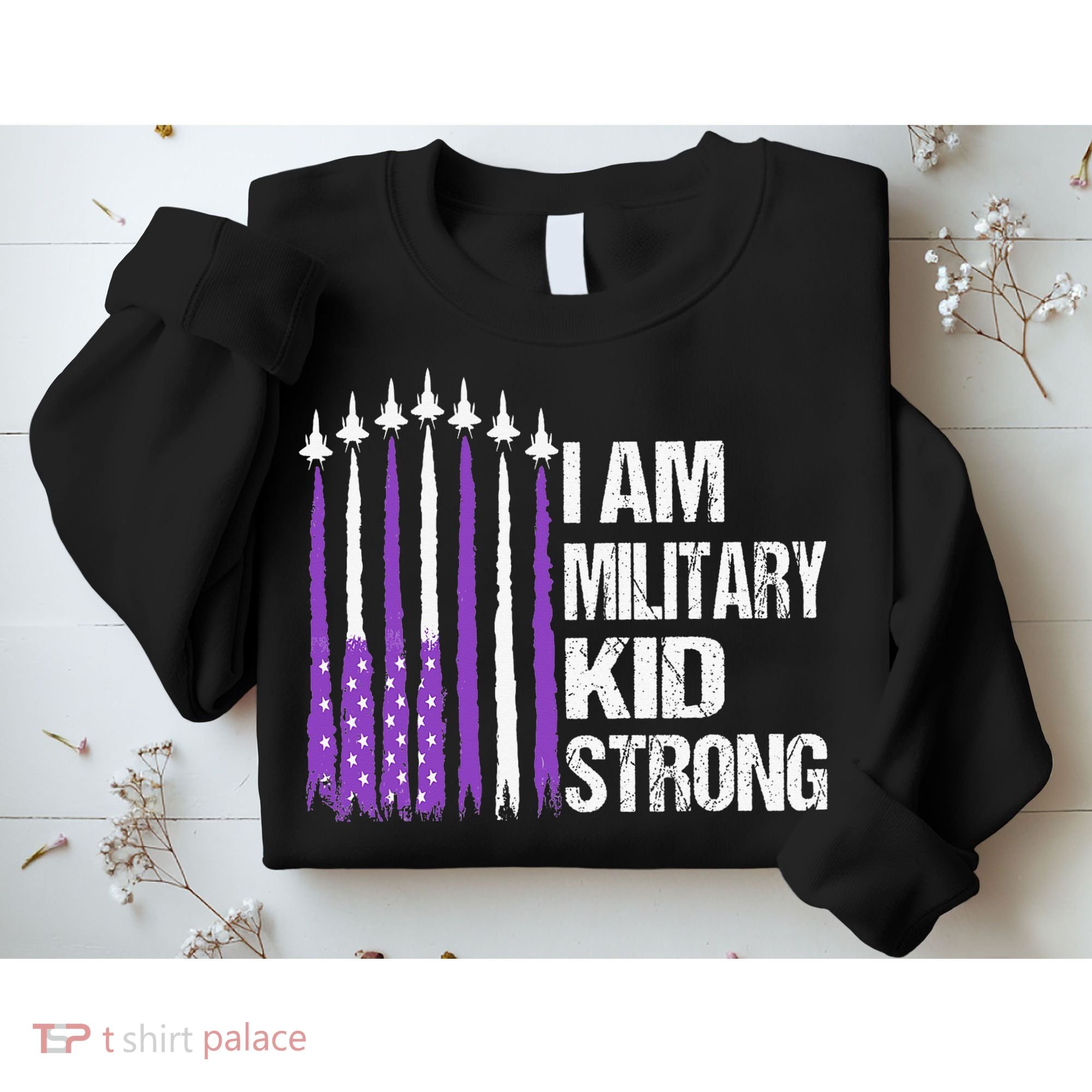 I Am Military Strong Purple Up Military Child Month Sweatshirt