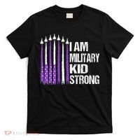 I Am Military Strong Purple Up Military Child Month T-Shirt thumb 0