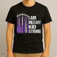 I Am Military Strong Purple Up Military Child Month T-Shirt thumb 3