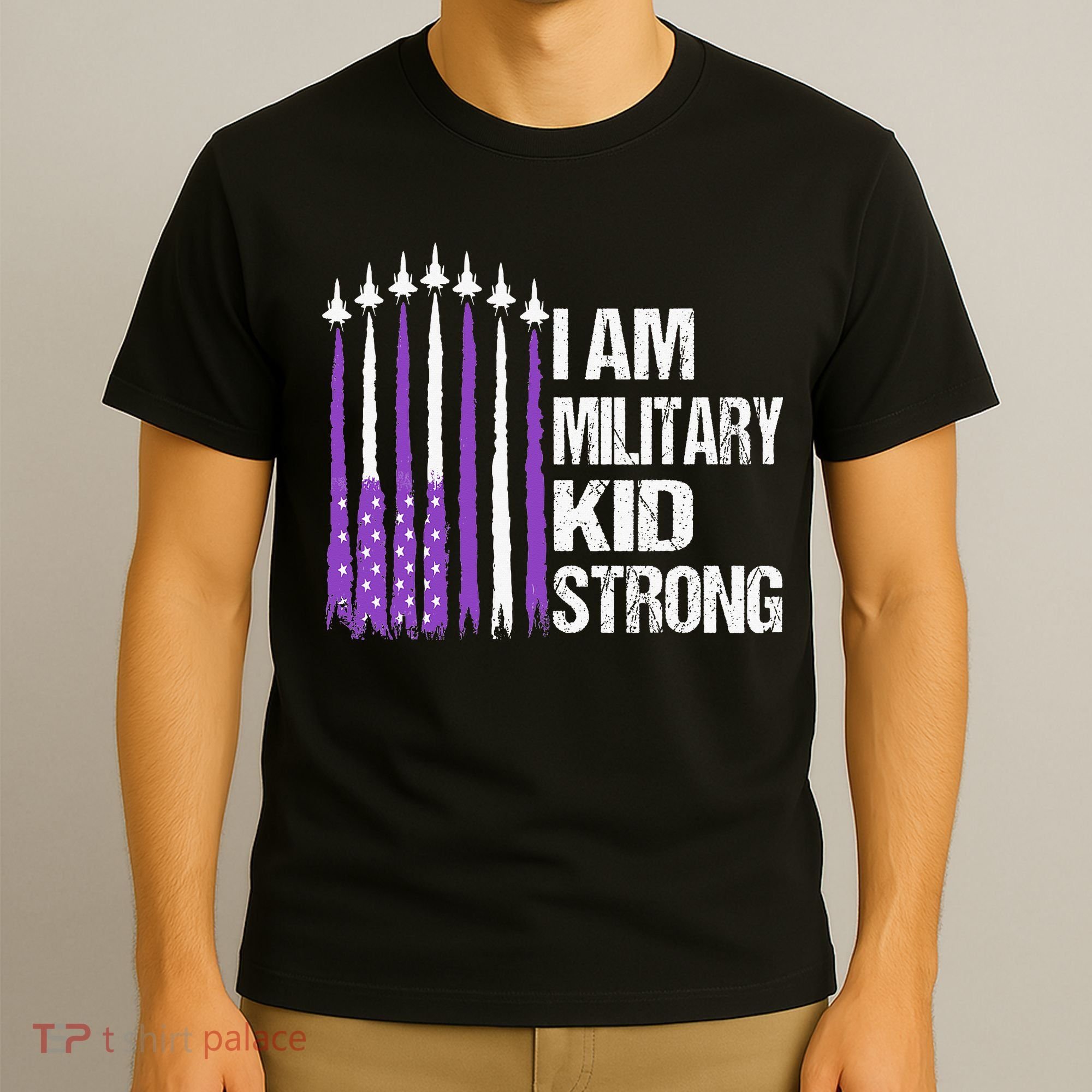 I Am Military Strong Purple Up Military Child Month T-Shirt