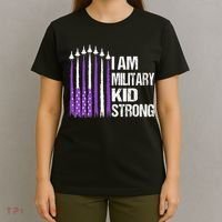I Am Military Strong Purple Up Military Child Month T-Shirt thumb 4