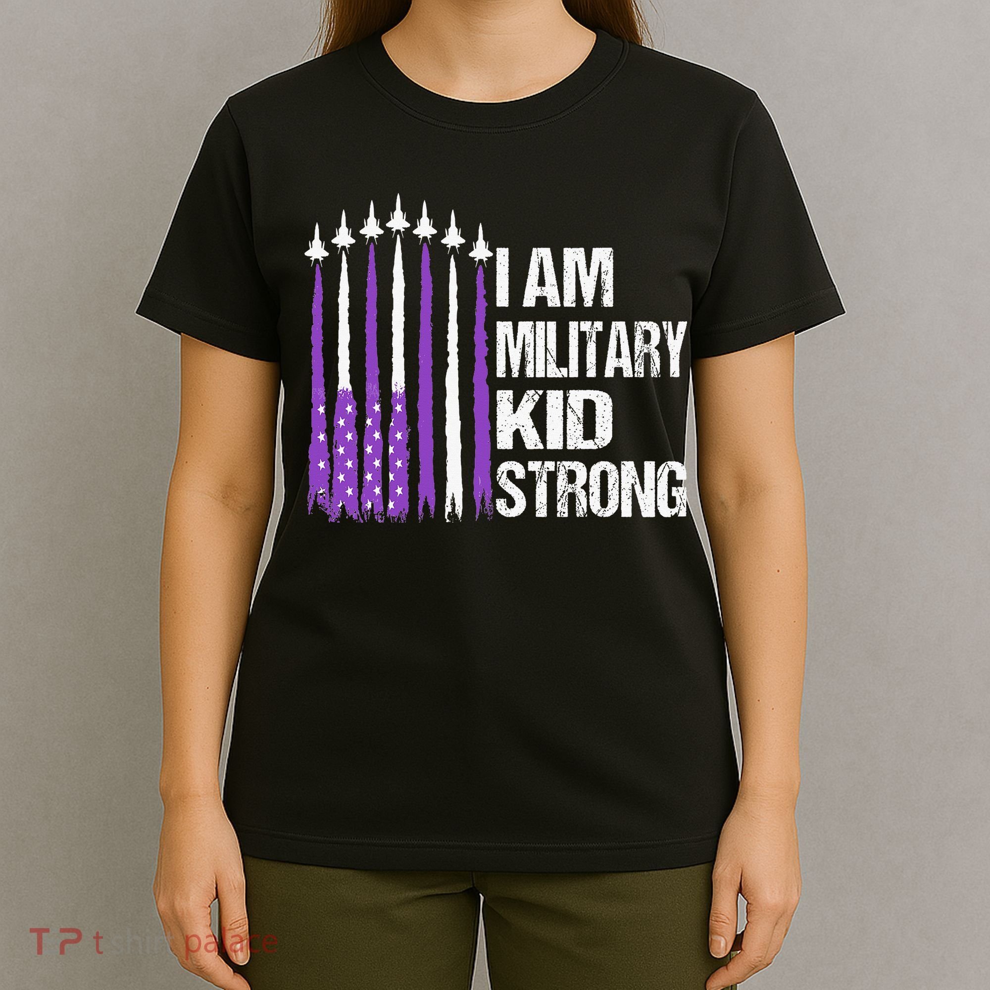 I Am Military Strong Purple Up Military Child Month T-Shirt