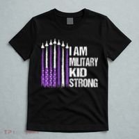 I Am Military Strong Purple Up Military Child Month T-Shirt thumb 5