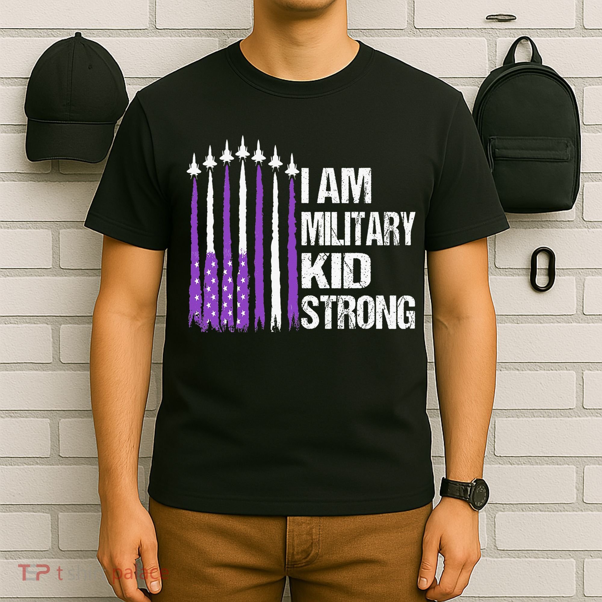 I Am Military Strong Purple Up Military Child Month T-Shirt