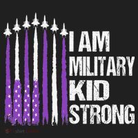 I Am Military Strong Purple Up Military Child Month Beanie thumb 2