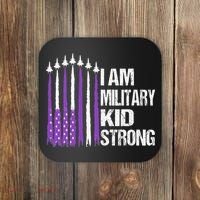 I Am Military Strong Purple Up Military Child Month Coaster thumb 0