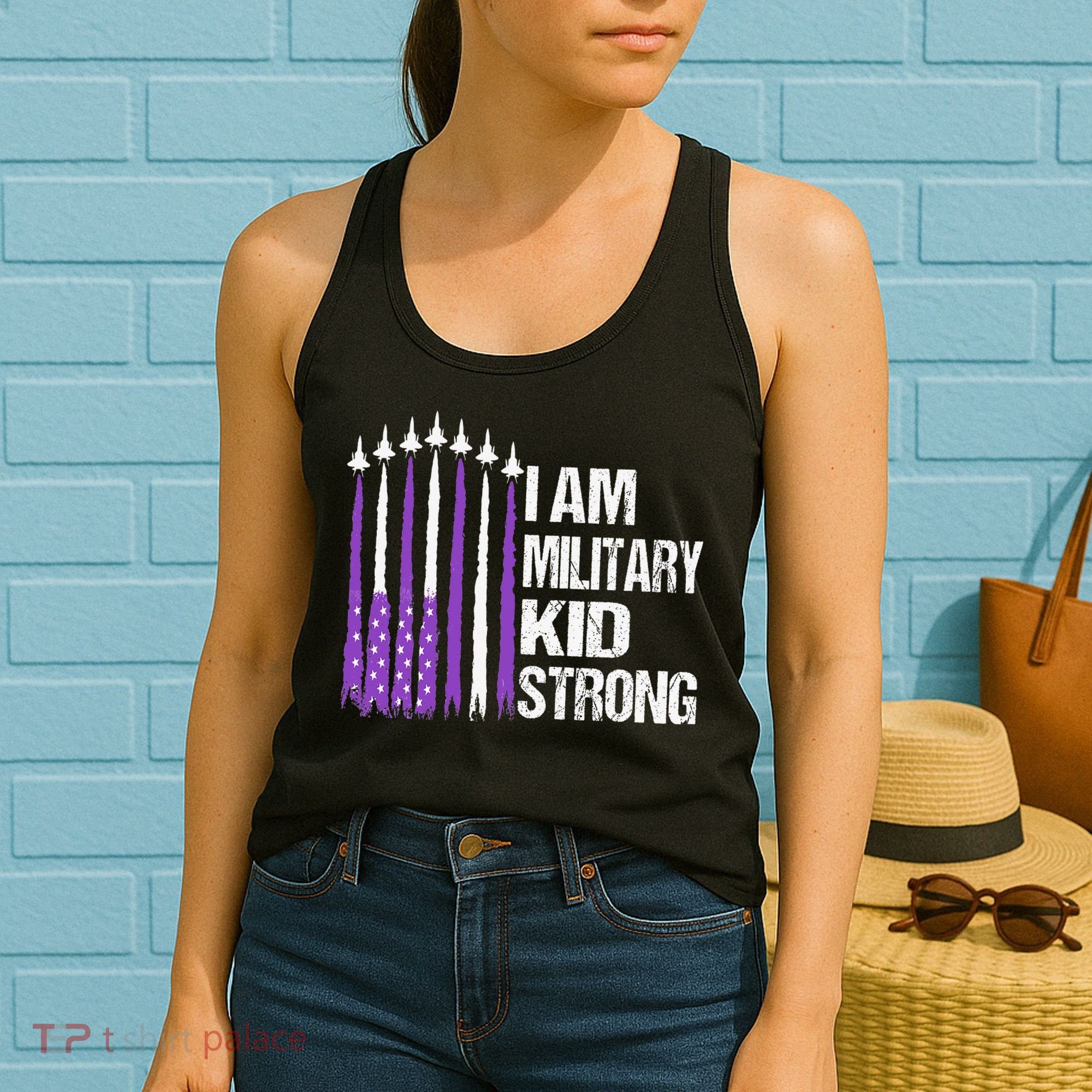 I Am Military Strong Purple Up Military Child Month Women's Tank Top