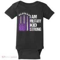 I Am Military Strong Purple Up Military Child Month Baby Bodysuit thumb 0