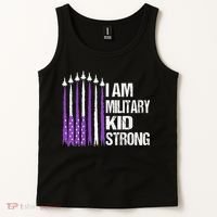 I Am Military Strong Purple Up Military Child Month Tank Top thumb 2