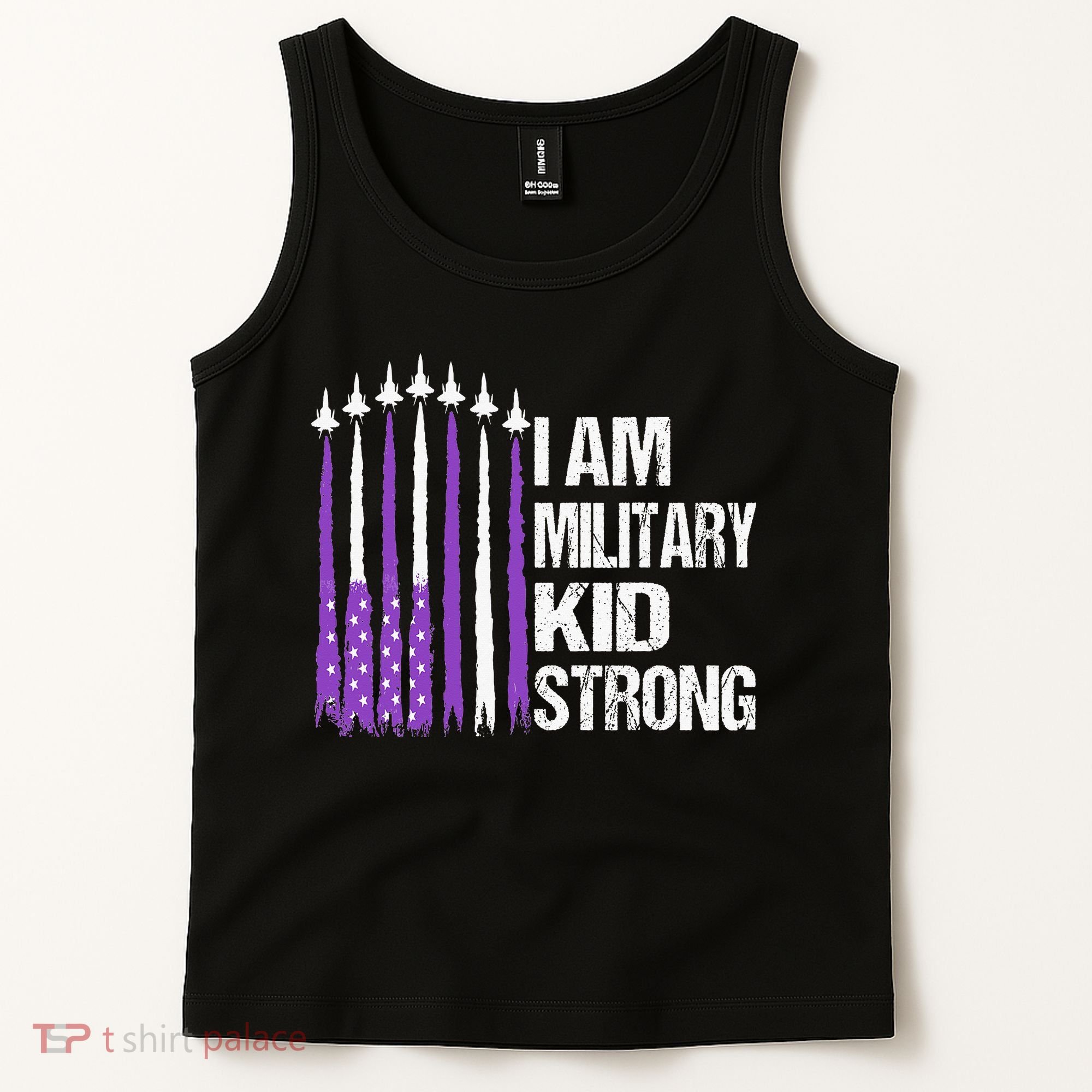 I Am Military Strong Purple Up Military Child Month Tank Top