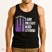 I Am Military Strong Purple Up Military Child Month Tank Top thumb 3