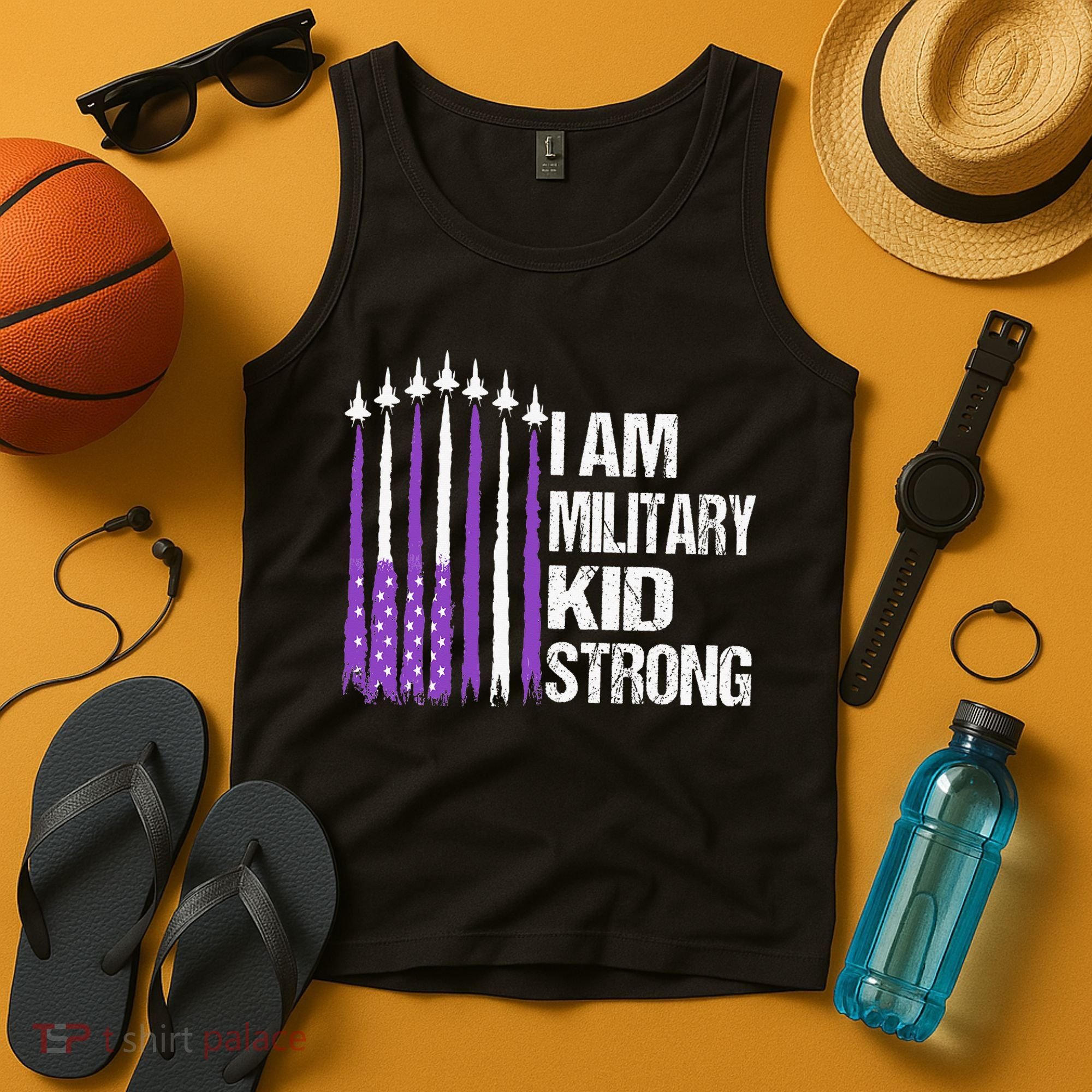 I Am Military Strong Purple Up Military Child Month Tank Top