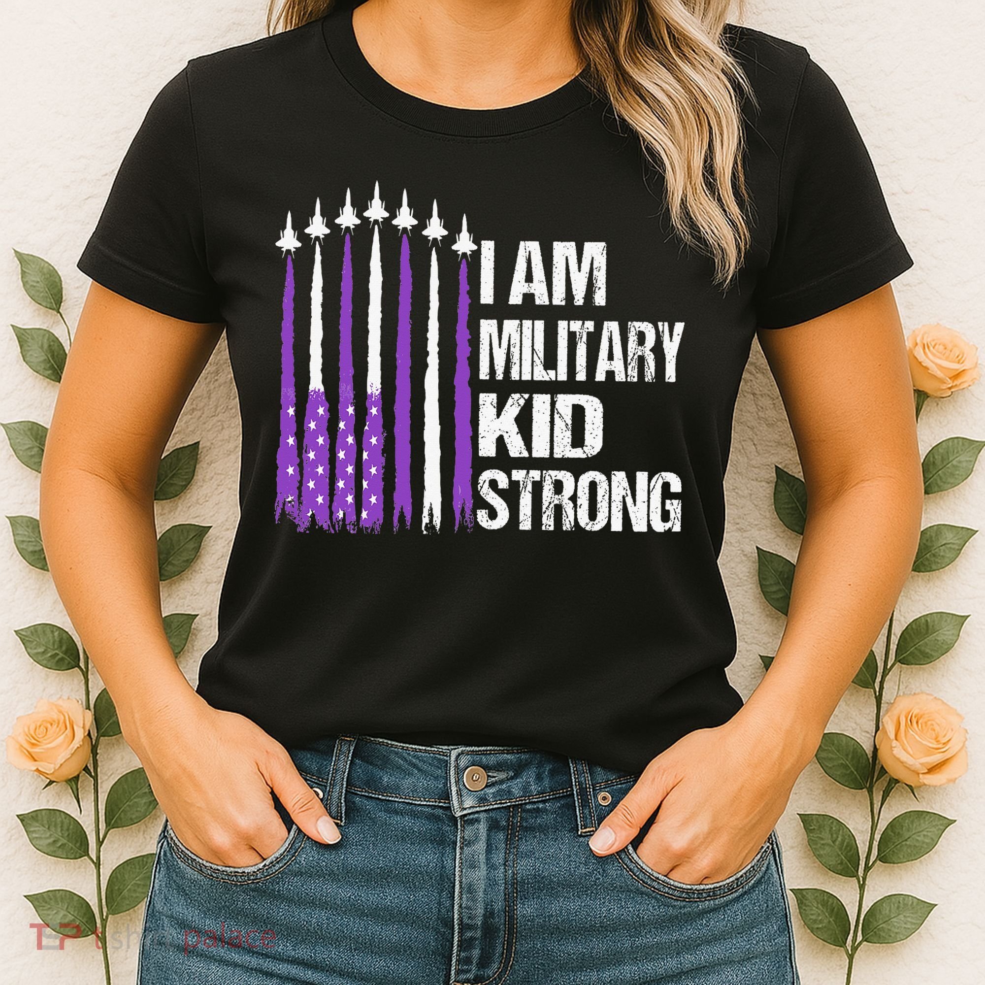 I Am Military Strong Purple Up Military Child Month Women's T-Shirt