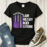 I Am Military Strong Purple Up Military Child Month Women's T-Shirt thumb 3