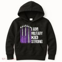 I Am Military Strong Purple Up Military Child Month Kids Hoodie thumb 0