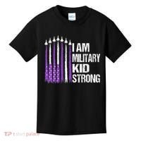 I Am Military Strong Purple Up Military Child Month Kids T-Shirt thumb 0