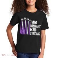 I Am Military Strong Purple Up Military Child Month Kids T-Shirt thumb 2