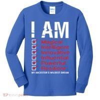 I Am My Ancestors Wildest Dreams Cool Black History Gift Meaningful Gift Kids Long Sleeve Shirt thumb 0