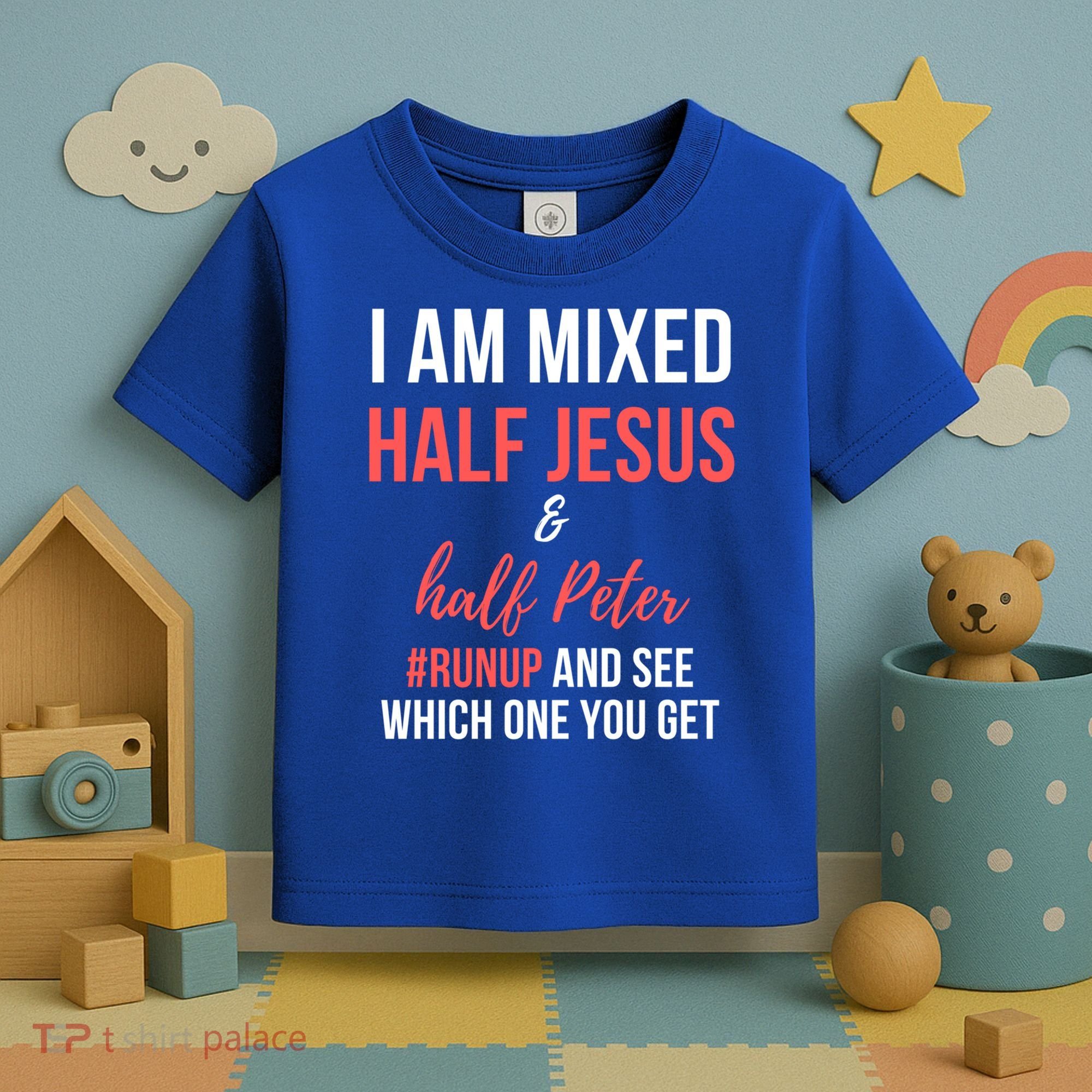 I Am Mixed Half Jesus And Half Peter #Runup And See Gift Toddler T-Shirt
