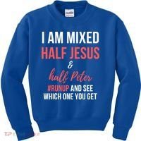 I Am Mixed Half Jesus And Half Peter #Runup And See Gift Kids Sweatshirt thumb 0