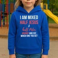 I Am Mixed Half Jesus And Half Peter #Runup And See Gift Kids Hoodie thumb 3