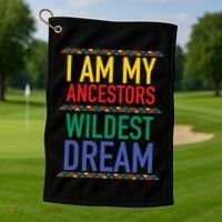 I Am My Ancestors Wildest Dreams Black History Month Gift Golf Towel thumb 1