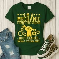I'm A Mechanic I Can't Fix Stupid But I Can Fix What Stupid Does Women's T-Shirt thumb 3
