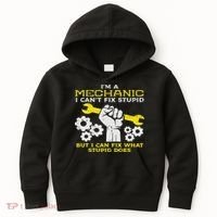 Im A Mechanic Cant Fix Stupid Funny Car Auto Garage Kids Hoodie thumb 0
