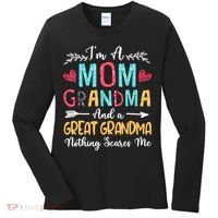 I'm A Mom Grandma And A Great Grandma Nothing Scares Me Women's Long Sleeve Shirt thumb 0