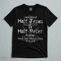 I Am Mixed Half Jesus And Half Peter Christian Runup Gift T-Shirt thumb 5