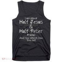 I Am Mixed Half Jesus And Half Peter Christian Runup Gift Tank Top thumb 0