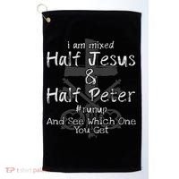 I Am Mixed Half Jesus And Half Peter Christian Runup Gift Golf Towel thumb 0