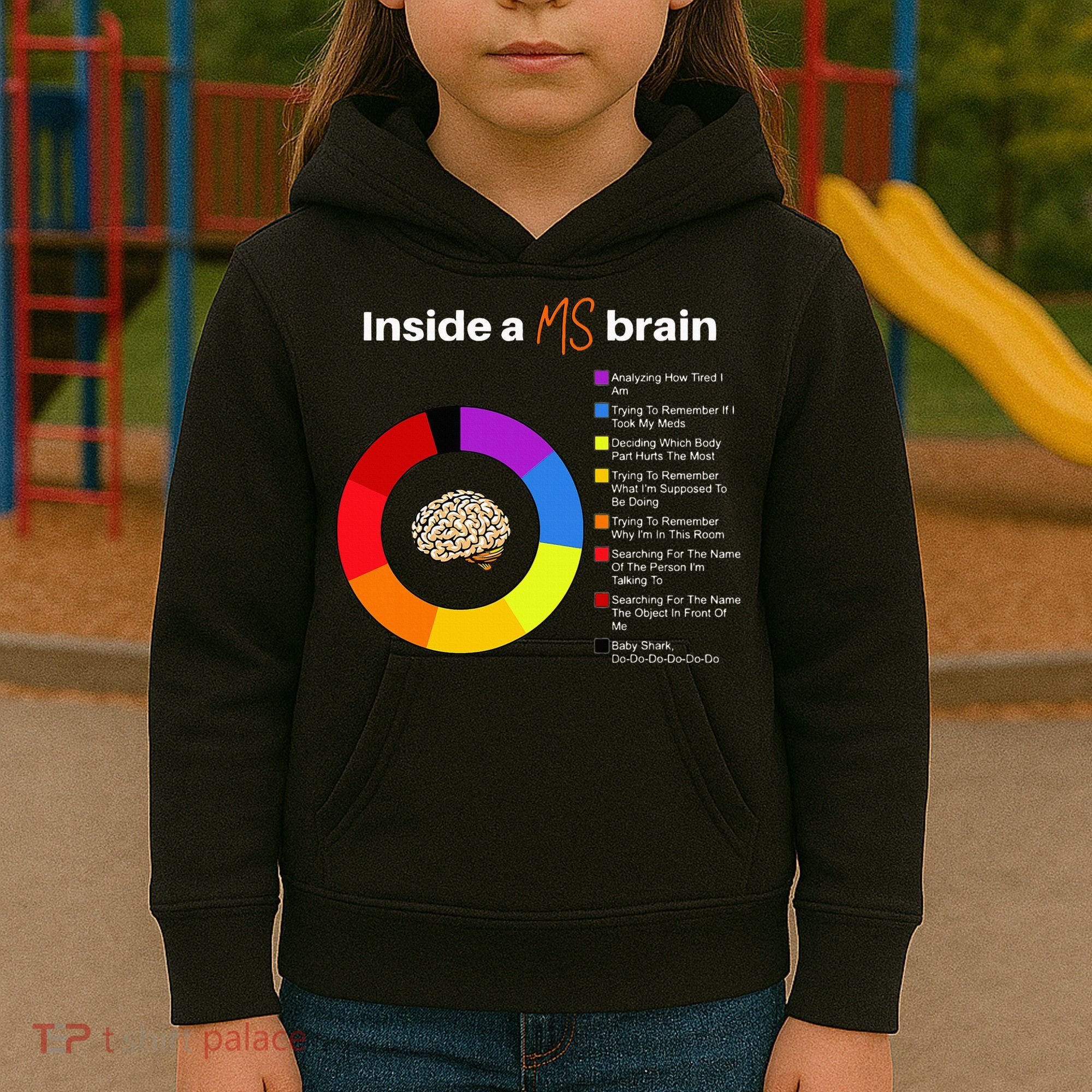 Inside A Ms Brain Multiple Sclerosis Awareness Chart Kids Hoodie