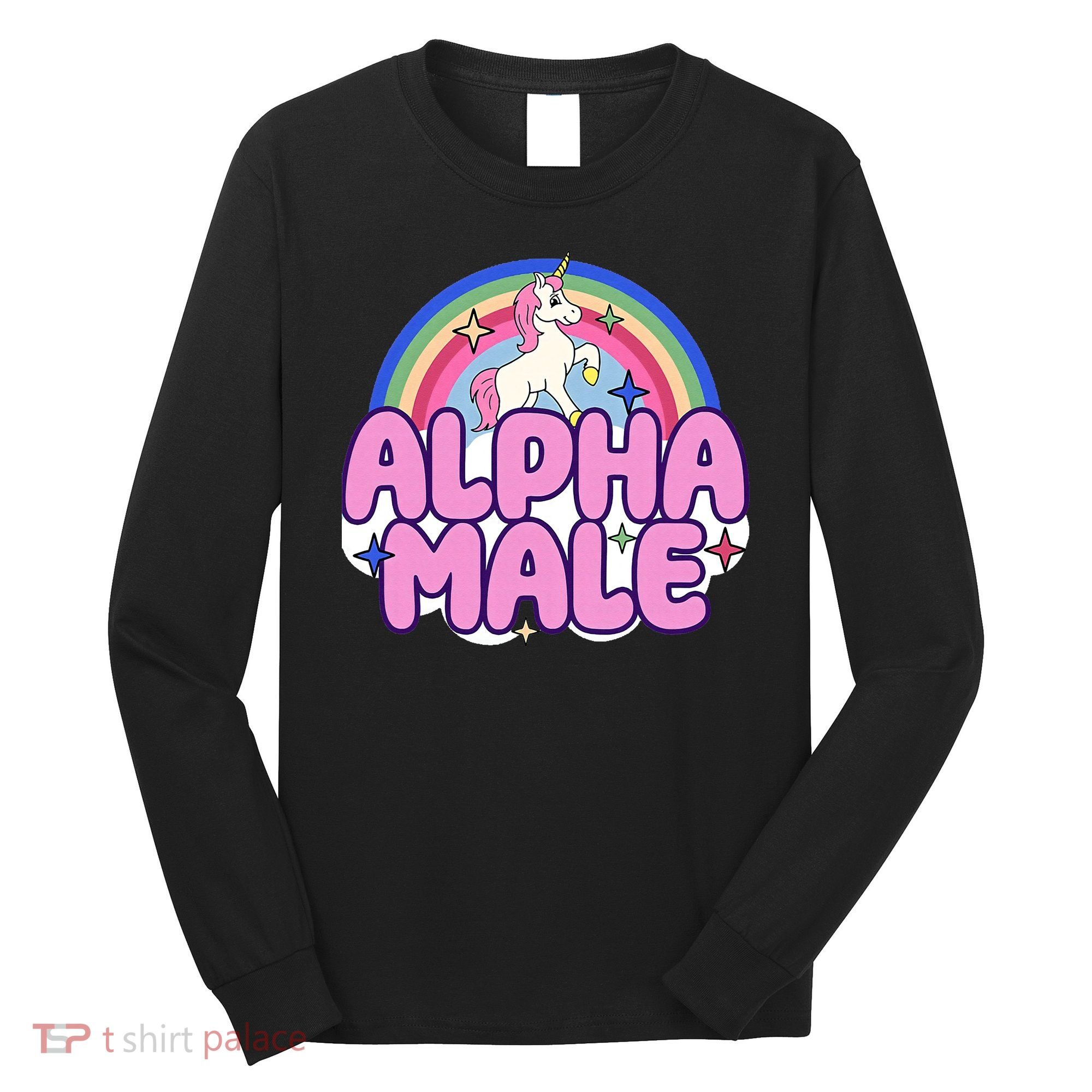Ironic Alpha Male Unicorn Rainbow Funny Long Sleeve Shirt