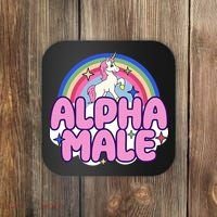 Ironic Alpha Male Unicorn Rainbow Funny Coaster thumb 0