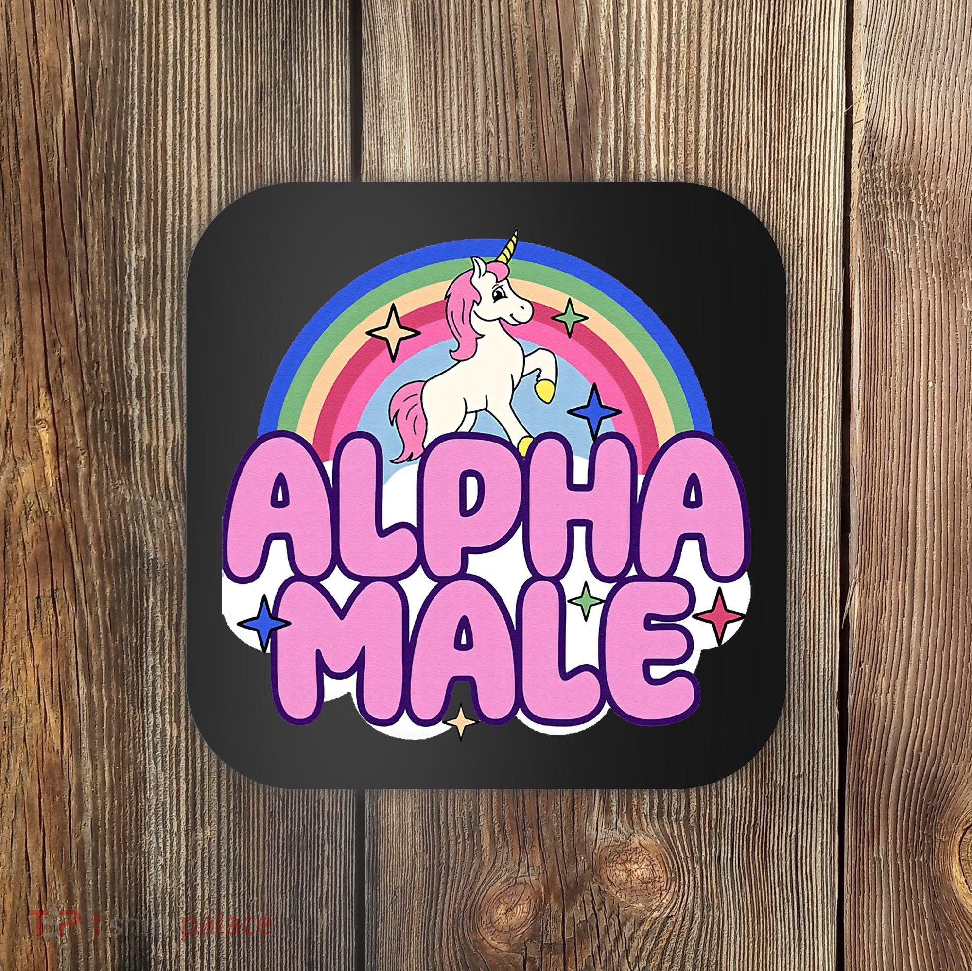 Ironic Alpha Male Unicorn Rainbow Funny Coaster