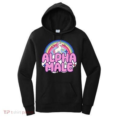 Ironic Alpha Male Unicorn Rainbow Funny Women's Hoodie