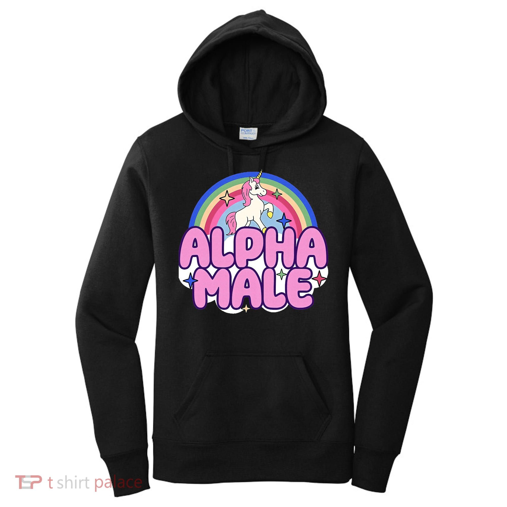 Ironic Alpha Male Unicorn Rainbow Funny Women's Hoodie