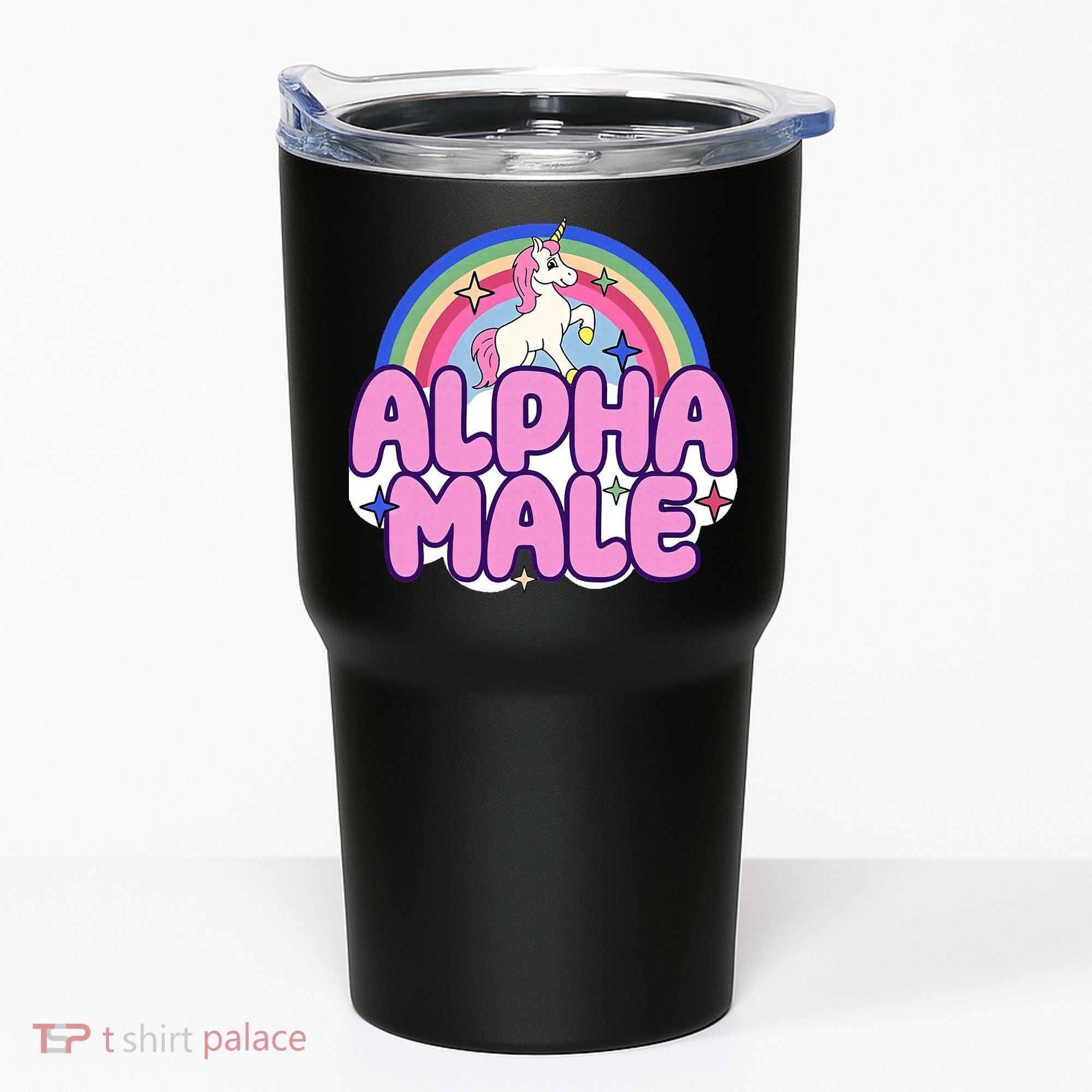 Ironic Alpha Male Unicorn Rainbow Funny Tumbler