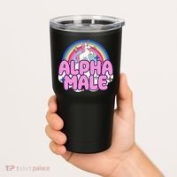 Ironic Alpha Male Unicorn Rainbow Funny Tumbler thumb 2