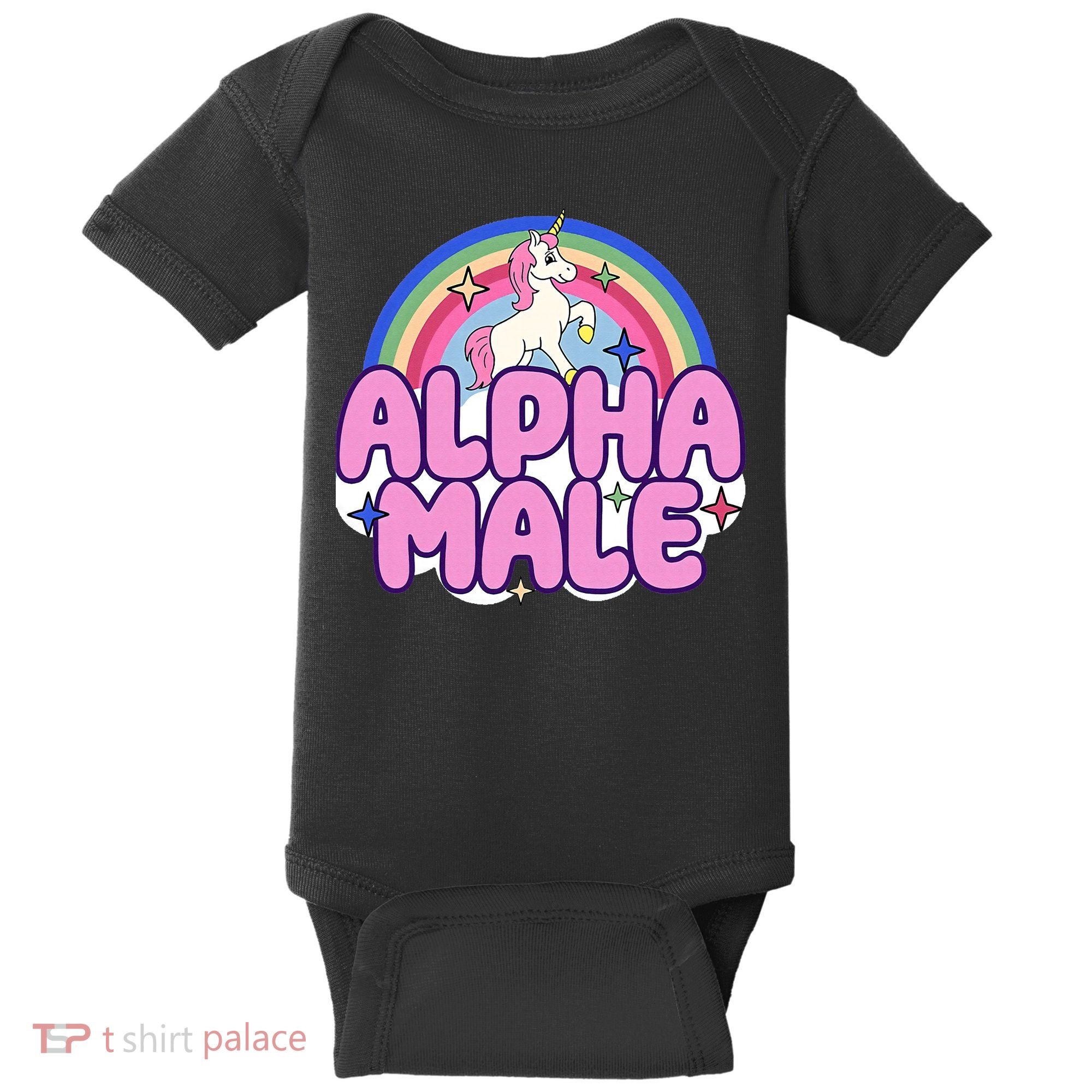 Ironic Alpha Male Unicorn Rainbow Funny Baby Bodysuit
