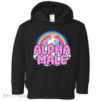 Ironic Alpha Male Unicorn Rainbow Funny Toddler Hoodie