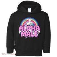 Ironic Alpha Male Unicorn Rainbow Funny Toddler Hoodie thumb 0