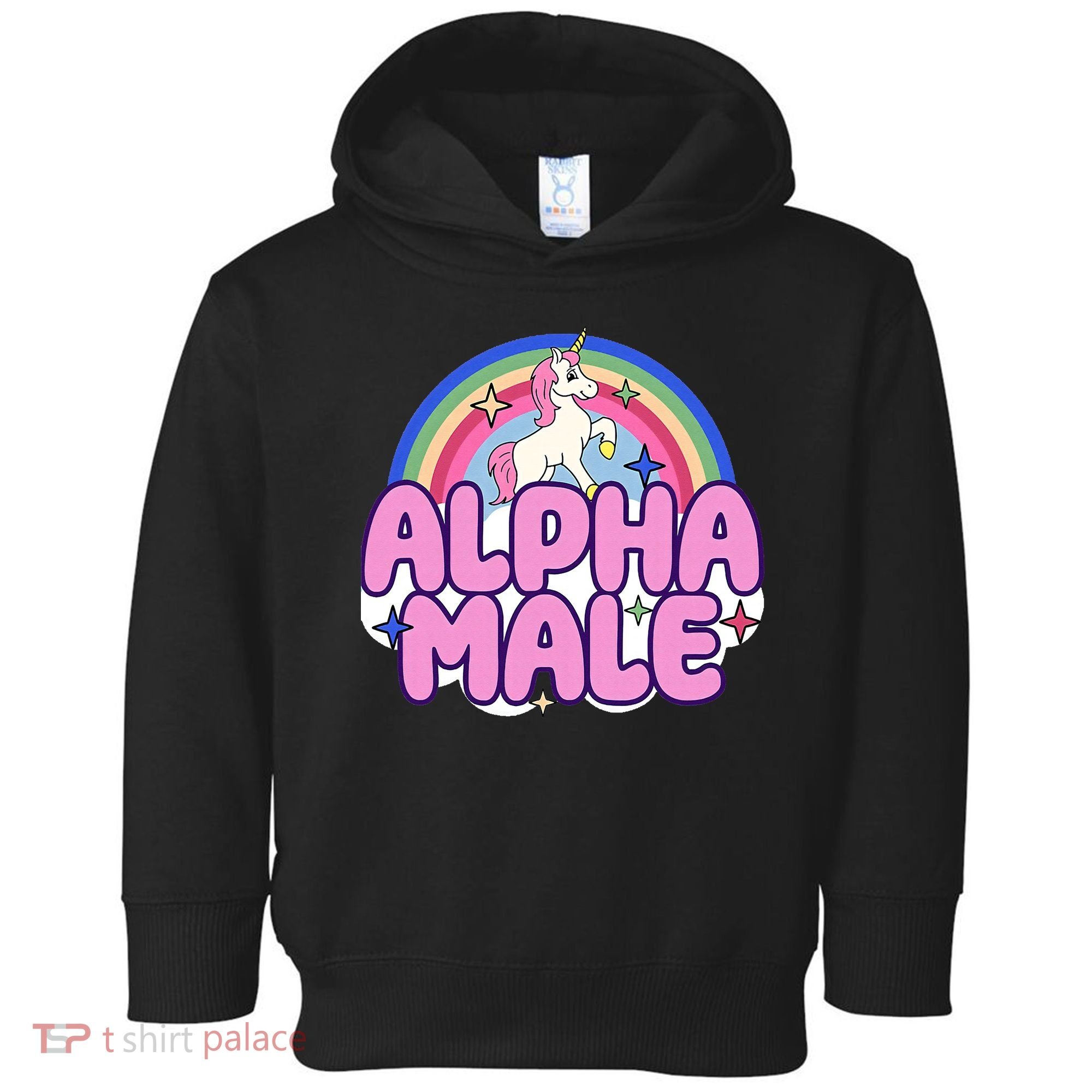 Ironic Alpha Male Unicorn Rainbow Funny Toddler Hoodie
