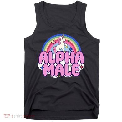 Ironic Alpha Male Unicorn Rainbow Funny Tank Top