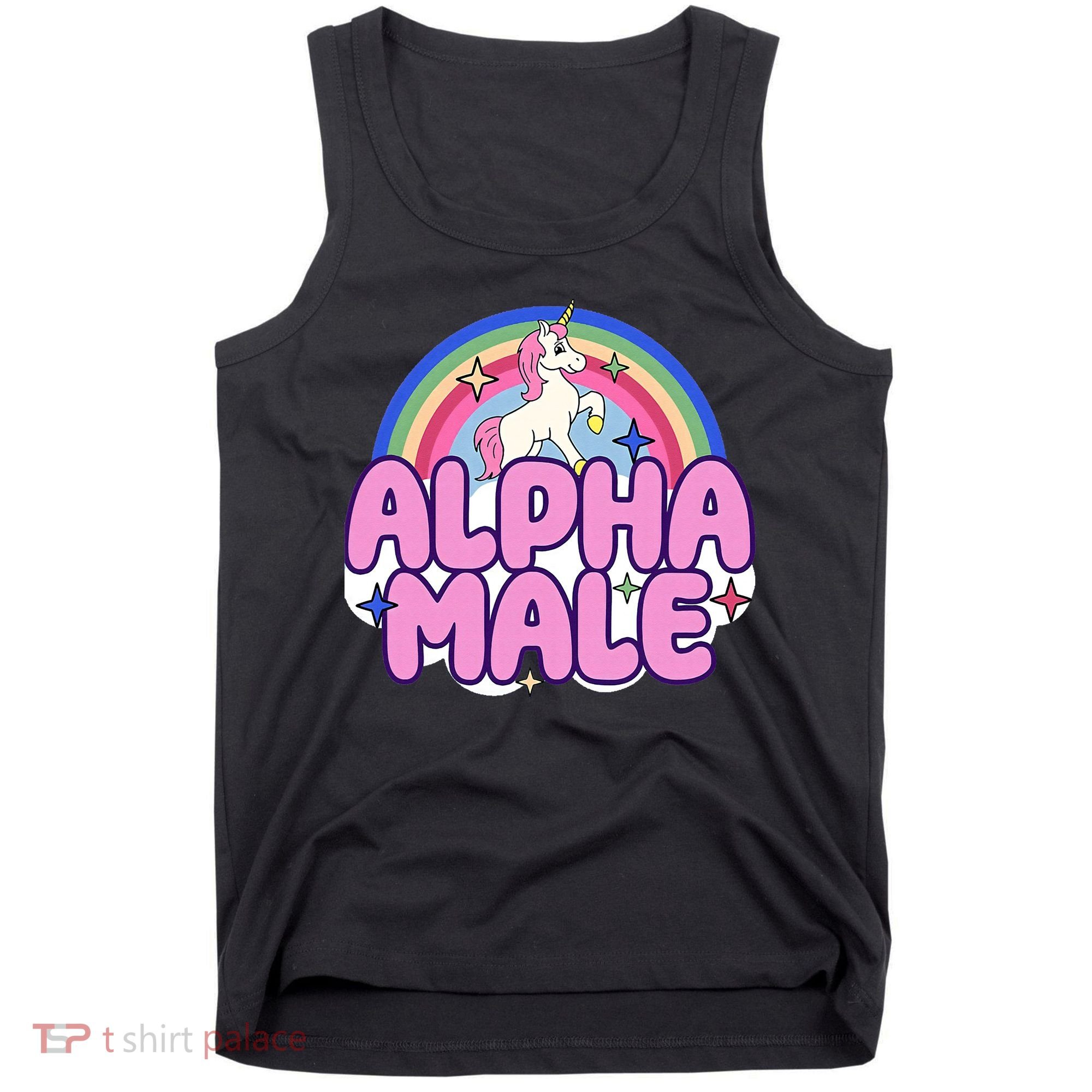 Ironic Alpha Male Unicorn Rainbow Funny Tank Top
