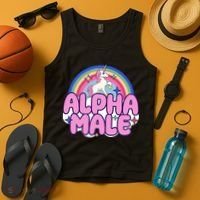 Ironic Alpha Male Unicorn Rainbow Funny Tank Top thumb 4